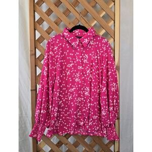 NEW Dokotoo Womens Casual V Neck Long Sleeve Button Down Blouse - Size L